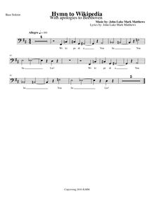 Partition basse Solo, Hymn to Wikipedia, D major, Matthews, John-Luke Mark