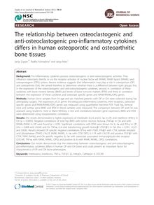 The relationship between osteoclastogenic and anti-osteoclastogenic pro-inflammatory cytokines differs in human osteoporotic and osteoarthritic bone tissues
