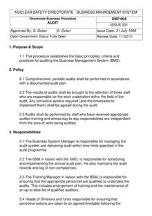 DBP 004 - NSD BMS - Directorate Business Procedure - Audit
