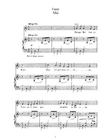 Partition No. 2 - Mai (F), 2 chansons, Op. 1, Fauré, Gabriel