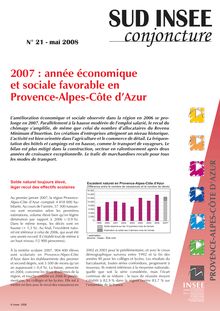 2007 : année économique et sociale favorable en Provence-Alpes-Côte d Azur