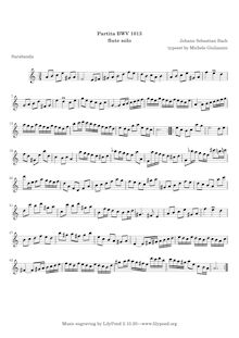 Partition , Sarabande, Partita, A minor, Bach, Johann Sebastian