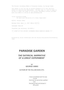 Paradise Garden - The Satirical Narrative of a Great Experiment
