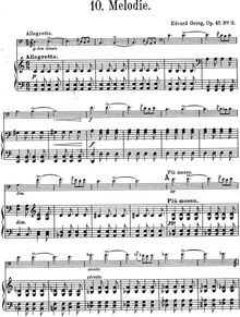 Partition , Melodie, lyrique pièces, Grieg, Edvard