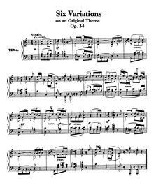 Partition complète, Six variations pour piano on an original theme en F major, Op.34 par Ludwig van Beethoven