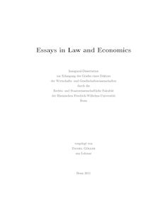 Essays in Law and Economics [Elektronische Ressource] / Daniel Göller. Rechts- und Staatswissenschaftliche