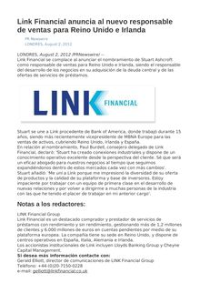 Link Financial anuncia al nuevo responsable de ventas para Reino Unido e Irlanda