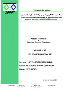 MODULE n° 15 LES BONBONS CHOCOLATS SECTEUR : HOTELLERIE ...