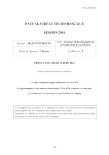 Baccalauréat Mathématiques 2016 - Série ST2S