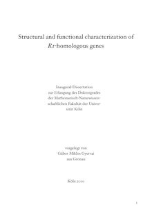 Structural and functional characterization of R1-homologous genes [Elektronische Ressource] / vorgelegt von Gábor Miklos Gyetvai