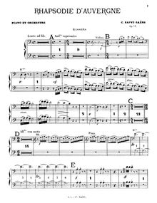 Partition basson 1/2, Rhapsodie d Auvergne, Op.73, Saint-Saëns, Camille