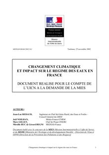 CHANGEMENT CLIMATIQUE ET IMPACT SUR LE REGIME DES EAUX EN FRANCE ...