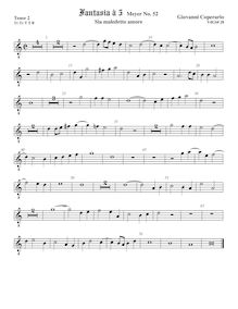 Partition ténor viole de gambe 2, octave aigu clef, Fantasia pour 5 violes de gambe, RC 51
