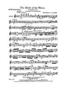 Partition clarinette 1 (B♭), pour Bride of pour Waves, Clarke, Herbert Lincoln