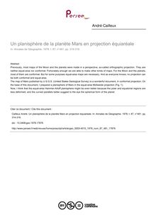 Un planisphère de la planète Mars en projection équiaréale - article ; n°481 ; vol.87, pg 314-319