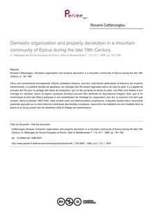 Domestic organization and property devolution in a mountain community of Epirus during the late 19th Century - article ; n°1 ; vol.110, pg 181-186