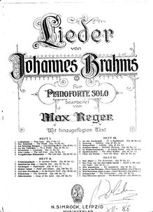 Partition complète, 6 chansons, 6 Gesänge, Brahms, Johannes par Johannes Brahms