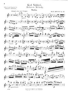 Partition de violon, Kol Nidrei, Kol Nidrei (Stimme des Gelübdes), Adagio for Cello and Orchestra