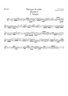 Partition flûte, Quartetto, TWV 43:e2, E minor, Telemann, Georg Philipp