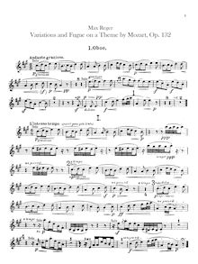 Partition hautbois 1, 2, Variationen und Fuge über ein Thema von W. A. Mozart