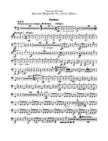 Partition timbales, Triangle, cymbales / basse tambour, Slavonic Rhapsodies par Antonín Dvořák