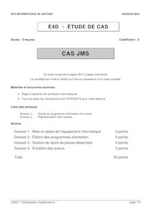 Etude de cas 2002 DA Développeur d Applications BTS Informatique de gestion