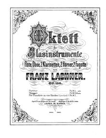 Partition hautbois, Octet pour vents, B♭ major, Lachner, Franz Paul