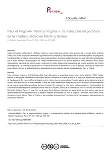 Paul et Virginie/« Pablo y Virginia » : la manipulación paródica de la intertextualidad en Merlín y familia - article ; n°2 ; vol.91, pg 447-466