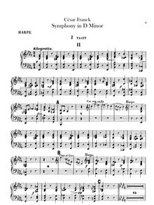 Partition harpe, Symphony en D Minor, Franck, César