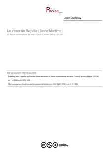 Le trésor de Royville (Seine-Maritime) - article ; n°2 ; vol.6, pg 337-341