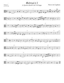 Partition ténor viole de gambe 3, alto clef, Madrigali a cinque voci, Libro 1 par Marco da Gagliano