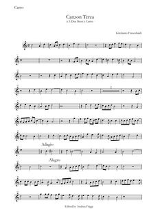 Partition Canto, Canzon Terza à , Due Bassi e Canto, Frescobaldi, Girolamo