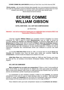 Ecrire comme william gibson (hotel new rose)