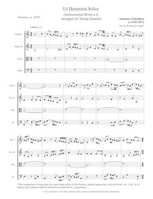 Partition complète, Ut Heremita Solus Instrumental Motet, Ockeghem, Johannes