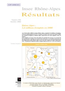 Rhône-Alpes : 2,4 millions d'emplois en 2000