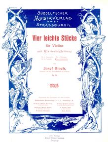Partition couverture couleur, 4 Easy pièces, 4 leichte Stücke, Bloch, József