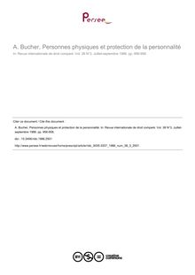 A. Bucher, Personnes physiques et protection de la personnalité - notecritique ; n°3 ; vol.38, pg 956-958