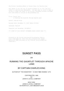 Sunset Pass - or Running the Gauntlet Through Apache Land