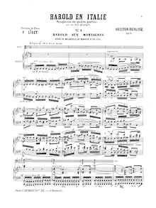 Partition de piano et partition de viole de gambe, Harold en Italie, Symphonie avec un alto principal en 4 parties