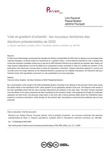 Vote et gradient d urbanité : les nouveaux territoires des élections présidentielles de 2002 - article ; n°3 ; vol.21, pg 469-482