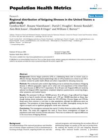 Regional distribution of fatiguing illnesses in the United States: a pilot study