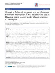 Virological failure of staggered and simultaneous treatment interruption in HIV patients who began Efavirenz-based regimens after allergic reactions to nevirapine