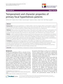 Temperament and character properties of primary focal hyperhidrosis patients