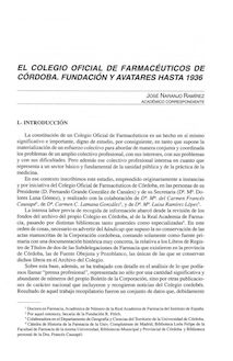 El Colegio Oficial de Farmacéuticos de Córdoba: fundación y avatares hasta 1936