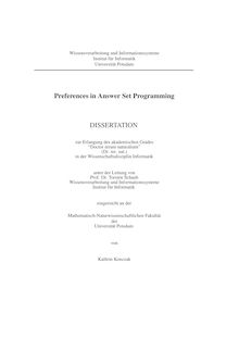 Preferences in answer set programming [Elektronische Ressource] / von Kathrin Konczak