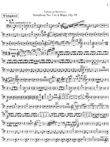 Partition timbales, Symphony No.7, A major, Beethoven, Ludwig van par Ludwig van Beethoven