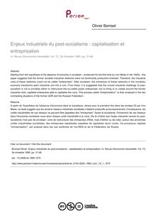 Enjeux industriels du post-socialisme : capitalisation et entreprisation - article ; n°1 ; vol.72, pg 31-46