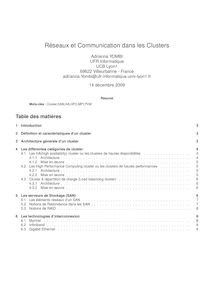 Réseaux et Communication dans les Clusters