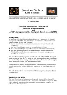 Audit Briefing Paper CLC-NLC FINAL Feb03
