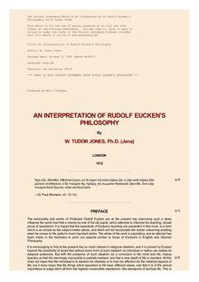 An Interpretation of Rudolf Eucken s Philosophy